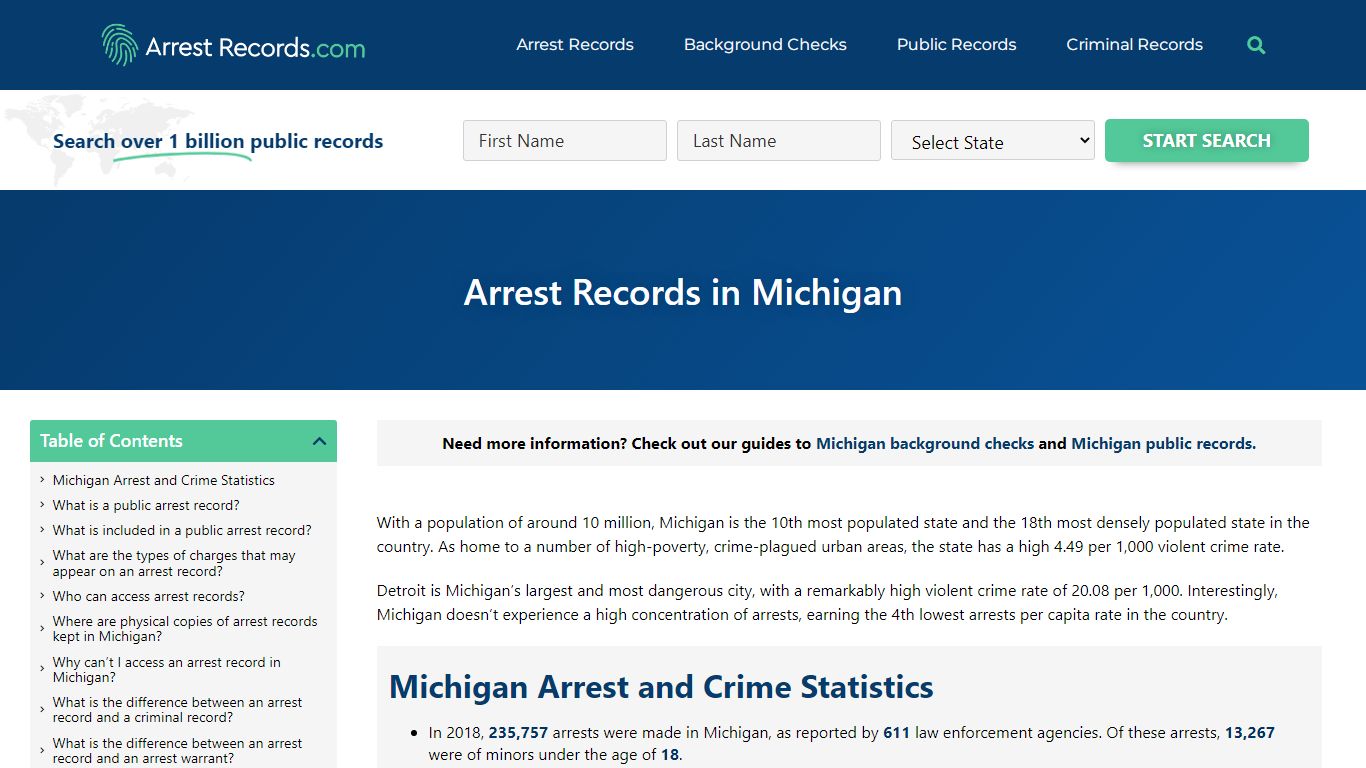 Michigan Arrests Records - Criminal, Warrant and Background Check Data ...