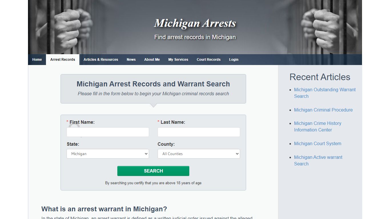 Michigan Warrants and arrest records search - Michigan Arrests
