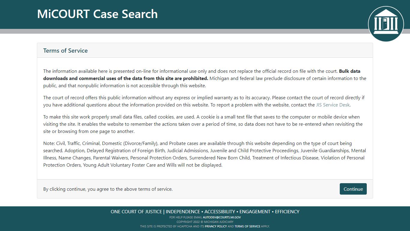 MiCOURT Case Search - Michigan
